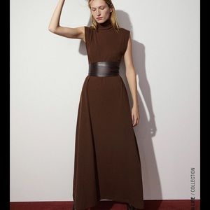 Zara sleeveless knit brown maxi dress